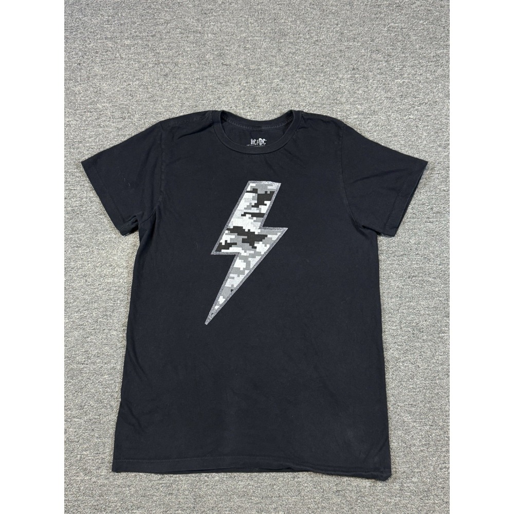 AC/DC 2018 Black White‎ Gray Camo Lightning Bolt Men's T-Shirt Size Medium Rock
